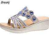 Sandals Women 2023 Ladies Boho Slides Women Slippers Sandals Summer Crystal Shoes Peep Toe Flat