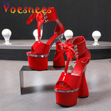 Super High Heel 17.5CM Round Heels Pole Dance Shoes Summer Modern Sexy Stripper Nightclub Ankle Strap Sandals For