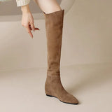 Breakj Wind Retro Knee Long-Tice Boots Women 2025 Autumn And Winter New Fashion Thin Sharp Head Inside The Raised