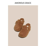 Women Fur Slippers Mules Shoes Flats Platform Short Plush Warm Flip Flops Home Cotton Shoes New Winter Designer