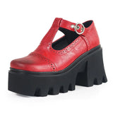 The Large Size 43 Women Solid Buckle Platform High Heel Shoes Punk Gothic Casual Quality Pumps Women
