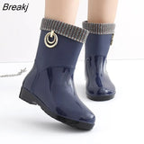 Boots Women Short Tube Rain Shoes Adult Water Boots Anti-skid Water Shoes Jelly Rubber Shoes Rain Boots