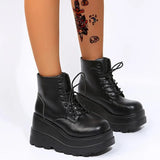 Breakj Base Large-Size Short-Coel With Martin Boots Girl Slope And Patent Leather High And Thin Leather Boots