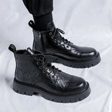 Breakj Boots Men's New Casual British Fashion Top Black Motorcycle Boot