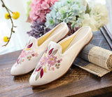 Breakj Single Shoes Cotton Shoes Pointed Shoes Muller Shoes Fashion National Style Women's Single Shoes Embroidered Cloth