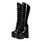 Breakj Punk Gothic Babes Lolita Black Leather Buckle Thick And Large Size Girl Cool Boots