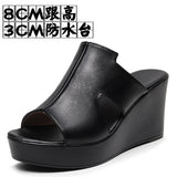Breakj Hollow Waterproof Table Thick Bottom One-Word Drag High Slope And Fitting Room Slippers Soft Bottom Loose Cake 4243 Women Cold