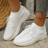 Size Women's Comfortable Breathable Knitted Sneakers Flat Low Top Casual Sports Shoes for Women 2024 Spring Zapatos
