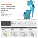 Colors Sandals Ladies Summer Modern Women's Shoes Ankle Strap Heels Pole Dancing Platform Nightclub 17CM Super High