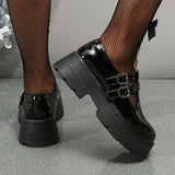 Platform Mary Jane Shoes Women Patent Leather Double Buckle Strap Pumps Woman Black White Thick High Heels Lolita