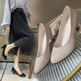Breakj Single-Shoe Women 2025 New Pointed Light-Mouthed Four-Season Single-Shoe Fashion Coarse Heel High-Heeled Women's Shoes Large-Size Work