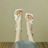 Giant Show Thin ~ New Cross Strap Open-Toe Sandals Women 2023 Summer Buckle Back Empty Stiletto