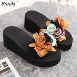 Women Bow Summer Sandals Slipper Indoor Outdoor Flip-flops Beach Shoes New Fashion Female Casual flower Slipper