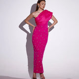 2024 Explosion Dress Sexy Slanted Shoulder Spike Diamond Long Cash Back Skinny Adult