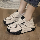 2022 Fall Retro Rub Colored Authentic Leather Clunky Sneakers Female Niche Distressed Octopus Sports Leisure Dirty