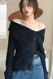Color Knitted Sweater Woman Korean Fashion Clothing Elegant Long Sleeve Pullover Office Lady Button Causal Tops 2023