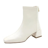 Spring Autumn New Fashion Korean Version Casual Solid Concise Elegant Zip Square Heel Spring Autumn Round