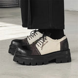 Breakj Patent Leather British Wind Black And White Patchwork Color Small Leather Shoes Men 2024 New Men's Shoes Small Thick Platform