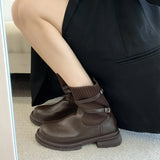 Breakj 2025 New Martin Boots Women's Large Elastic Boots English Wind Thick Background Comfortable Thin Skin
