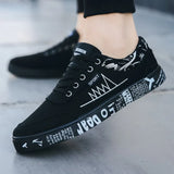 Spring Autumn New Men's Flat Shoes Fashion Comfortable Breathable Canvas Lace Casual