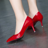 Fashion Woman Shoes Pointed Toe Fine With Heels Shallow Mouth High Heels Patent Leather Summer Pumps