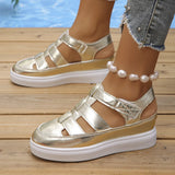 New Baotou Rear Hollow Sandals Hollowed Out Breathable Silver High-Grade Sandals Thick Soles Large Size Leisure