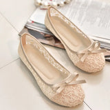 New Women Flats Shoes Ballet Flats Fashion Bow-Knot Women Shoes Slip On Cut Outs Flat Sweet Hollow Summer Female