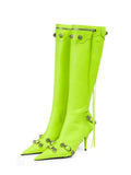 New Women's Boots Pointed Toe High-heeled Boots Paris Fashion Knee-high Boots European and American Party