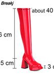 Autumn Women Mid Calf Boots Platform Block High Heels Slim Fit Zip Sexy Party Luxury Long Boots Big Size Shoes