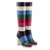 And Winter Boots Big Brand Collision Color Matching Square Root Women's Boots Rainbow Direct Sales Originally Simple