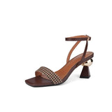 Summer Women Shoes Concise Square Toe Thin Heel Women Sandals Solid Colors High Heel Party Shoes for