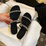 Breakj Red Temperament Sandals 2025 Summer New Fairy Wind With Water Drill Flat Bottom Jacket Cool Slippers Outside