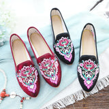 Breakj Shoes Single Shoes Ethnic Style Embroidered Cloth Shoes Spring And Autumn Bright Silk Cloth Muller Women's Single