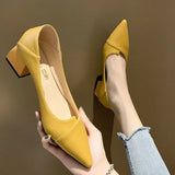 Breakj New Pointed Thick Heel High Heels Women 2025 French Solid Color Bist Increase Single Shoes Small Female