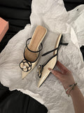 Breakj Fragrant High-Heeled French Bag Head Half Slippers Fairy Shoes Wear 2025 New Summer Temperament Pointy Single
