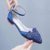 Breakj And Summer 2 Cm Flat Hedley Casual Sharp In The Hollow Sandals Square With Shallow Mouth Water Drill Buckle Bridal Shoes Wedding