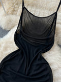 summer new slim fitting suspenders long backless pure desire to look thin casual solid dress fishtail