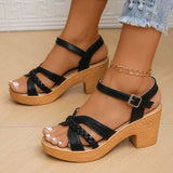 Thick High Heels Sandals Women Summer 2024 Buckle Strap Platform Sandles Woman Woven Cross Band Gladiator Sandalias