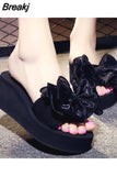 Platform Flip Flops for Woman Bohemian Style Summer Slipper with Bow Large Size Women's Summer Footwear Chaussure