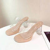 Breakj Slippers Women 2025 Summer New Word With PVC Wearing Fashion Crystal And Slippers