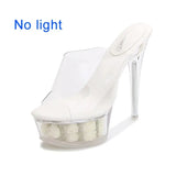 Slippers Women Shoes Super High Heels Plus Size Catwalk Transparent Sandals Women Pole Dance Platform Wedding