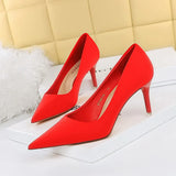 Breakj Korean Version Of Fashion Pedicure Delicate Show Thin High Heels Ultra High Heel Silk Shallow Pointed Single