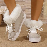 Breakj Short-Haired Long Hairy Leather Snow Boots Women's Wind Plus Thick