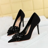 Breakj 27 Banquet High Heels Light Luxury Women's Shoes Satin Shallow Pointed Bow High Heel Single