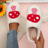 Pattern Fluffy Bedroom Slippers Women Comfort Soft Flat Heel Indoor House Shoes Woman Winter Warm Cotton Slippers for