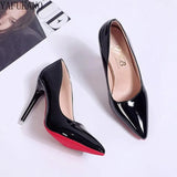 Black Sexy Stiletto High Heels Classic Womens Pumps 6cm/10cm Party Wedding Shoes Fashion Pointed Toe Red Sole Single