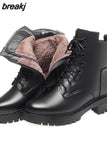 Ankle Boots Woman Winter 2023 Elegant Snow Platform Shoes Ladies Boots Short Leather Botins Free Shipping Large Size