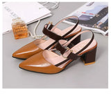 Women's Summer 2024 New Korean Version Of Baotou Tip One-Word Buckle Roman Shoes Shallow Mouth Thick Heels Large