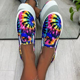 Flats 2021 Plus Size Fashion Graffiti Flat Shoes Women Low Cut Slip-on Casual Shoes Ladies Canvas Loafers Zapatillas