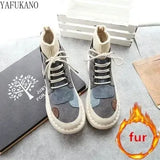 Matching Thick-Sole Big Head Doll Shoes Plus Velvet Women Boots Literary Retro Womens Short Boots Mori Girl Ankle